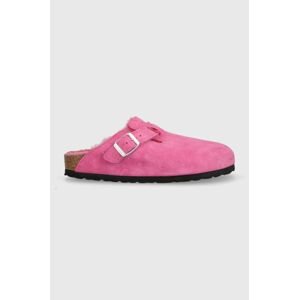 Semišové papuče Birkenstock Boston dámske, ružová farba, 1025552