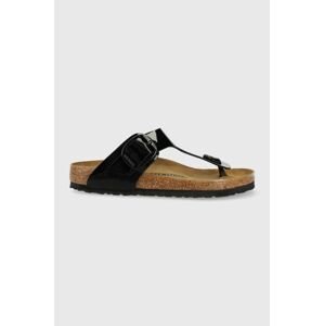 Žabky Birkenstock Gizeh dámske, čierna farba, na plochom podpätku, 1026135