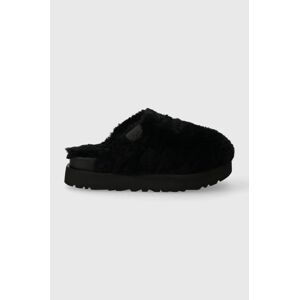Vlnené papuče UGG Fuzz Sugar Slide čierna farba, 1135132