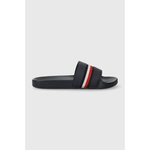 Šľapky Tommy Hilfiger GLOBAL STRIPES SLIDE dámske, tmavomodrá farba, FW0FW07555