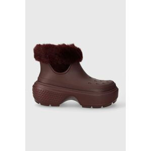 Snehule Crocs Stomp Lined Boot bordová farba, 208718