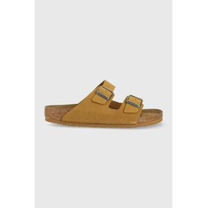 Semišové šľapky Birkenstock Arizona Corduroy pánske, hnedá farba, 1026093