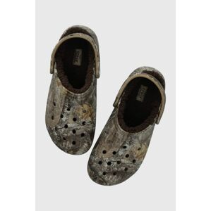 Šľapky Crocs Classic Lined Realtree Edge Clog pánske, hnedá farba, 205377