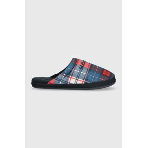 Papuče Tommy Hilfiger HILFIGER WARM CHECK HOMESLIPPER tmavomodrá farba, FM0FM04770