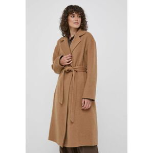 Vlnený kabát Polo Ralph Lauren béžová farba, prechodný, oversize