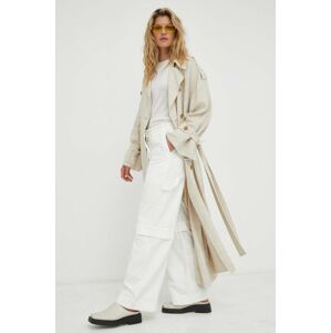 Trenčkot s prímesou ľanu By Malene Birger Alanise béžová farba, prechodný, oversize