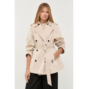 Kabát Karl Lagerfeld dámsky, béžová farba, prechodný, oversize