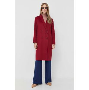 Vlnený kabát Patrizia Pepe červená farba, prechodný, dvojradový