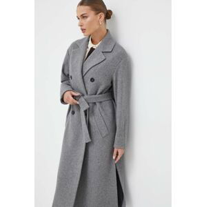 Vlnený kabát Marella šedá farba, prechodný, oversize