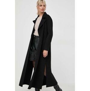Vlnený kabát Marella čierna farba, prechodný