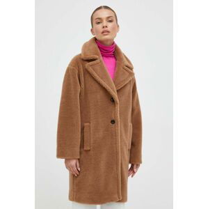 Kabát s prímesou vlny Marella hnedá farba, prechodný, oversize