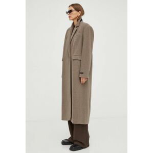 Vlnený kabát Herskind Wanda béžová farba, prechodný, oversize