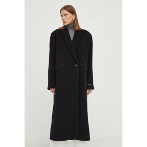 Vlnený kabát Herskind Wanda čierna farba, prechodný, oversize