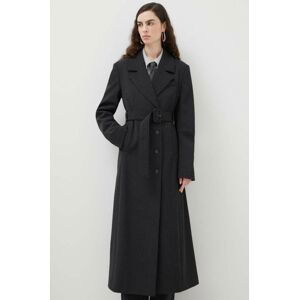 Kabát s prímesou vlny Herskind šedá farba, prechodný, dvojradový