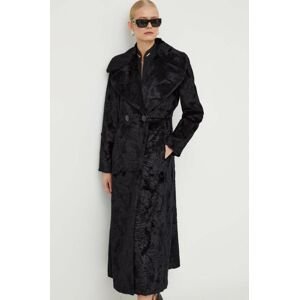 Kabát Luisa Spagnoli dámsky, čierna farba, prechodný, dvojradový