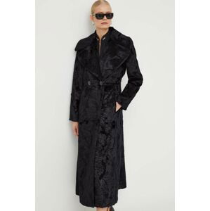 Kabát Luisa Spagnoli dámsky, čierna farba, prechodný, dvojradový