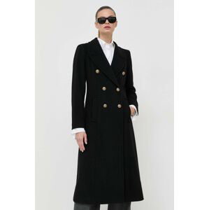 Vlnený kabát Luisa Spagnoli čierna farba, prechodný, dvojradový