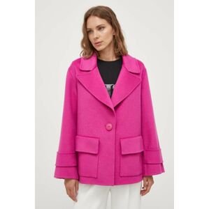 Vlnený kabát Luisa Spagnoli fialová farba, prechodný