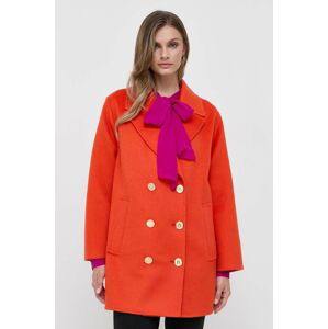 Vlnený kabát Luisa Spagnoli oranžová farba, prechodný