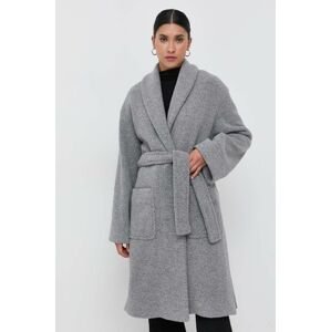 Vlnený kabát Max Mara Leisure šedá farba, prechodný, oversize