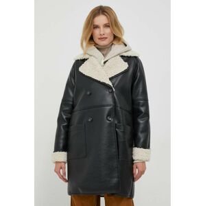 Kabát Sisley dámsky, čierna farba, prechodný, oversize