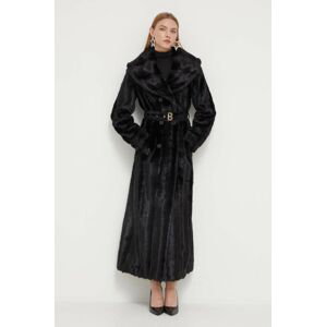 Kabát Blugirl Blumarine dámsky, čierna farba, prechodný, dvojradový