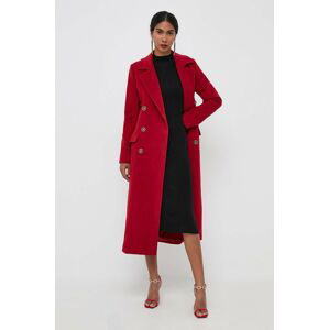 Vlnený kabát Marciano Guess červená farba, prechodný, dvojradový