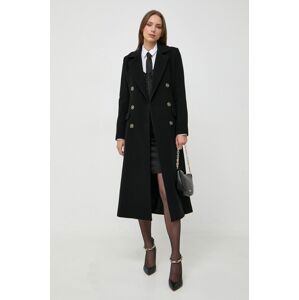 Vlnený kabát Marciano Guess čierna farba, prechodný, dvojradový