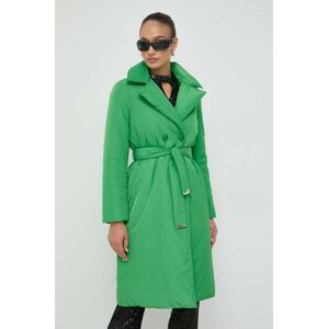 Kabát Patrizia Pepe dámsky, zelená farba, prechodný, dvojradový