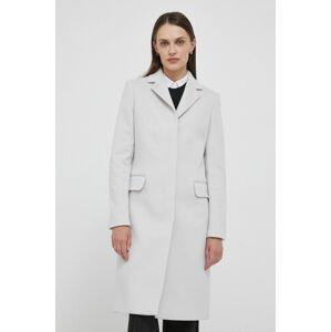 Vlnený kabát Calvin Klein šedá farba, prechodný