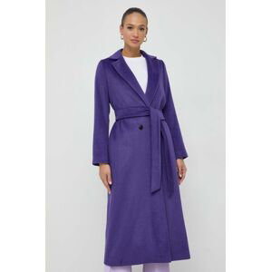Kabát s prímesou vlny Twinset fialová farba, prechodný