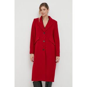 Vlnený kabát Dkny červená farba, prechodný