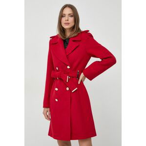 Kabát s prímesou vlny Morgan červená farba, prechodný, dvojradový