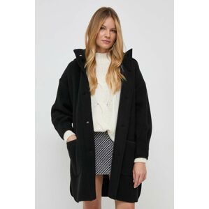 Vlnený kabát MAX&Co. čierna farba, prechodný, oversize