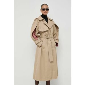 Kabát Victoria Beckham dámsky, béžová farba, prechodný