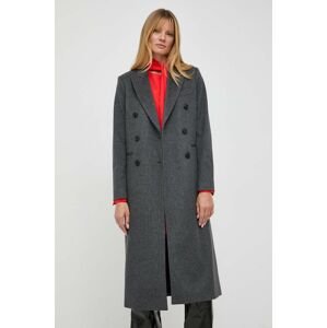 Vlnený kabát Victoria Beckham šedá farba, prechodný, dvojradový