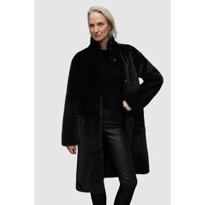 Obojstranný kabát AllSaints SERRA SHEARLING COAT dámsky, čierna farba, zimný