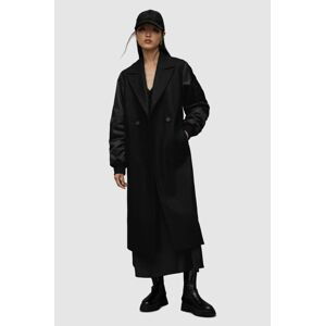 Kabát AllSaints WO103Z PAULAH COAT dámsky, čierna farba