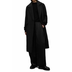 Kabát AllSaints WO016Z MABEL COAT dámsky, čierna farba, prechodný, dvojradový