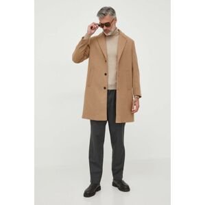 Kabát s prímesou vlny Sisley béžová farba, prechodný