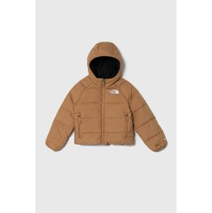 Detská obojstranná bunda The North Face B REVERSIBLE NORTH DOWN HOODED JACKET hnedá farba