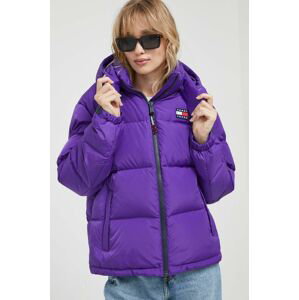 Páperová bunda Tommy Jeans dámska, fialová farba, zimná