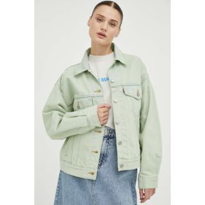 Rifľová bunda Levi's dámska, zelená farba, prechodná, oversize