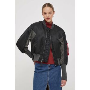 Bunda Alpha Industries MA-1 Cyber Wmn dámska, čierna farba, prechodná, oversize