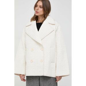 Bunda Elisabetta Franchi dámska, béžová farba, prechodná, oversize