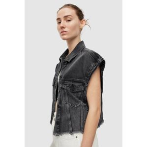 Bunda a vesta AllSaints 2in1 Chlo Denim čierna farba, prechodná