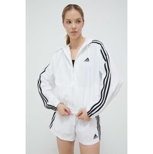 Bunda adidas dámska, biela farba, prechodná, oversize