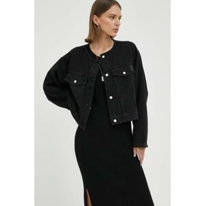 Rifľová bunda Marc O'Polo DENIM dámska, čierna farba, prechodná, oversize