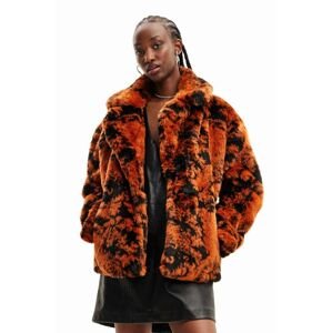 Bunda Desigual 23WWEW69 WOMAN WOVEN FAKE FUR dámska, oranžová farba, zimná