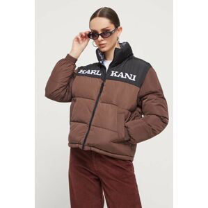 Obojstranná bunda Karl Kani dámska, hnedá farba, zimná